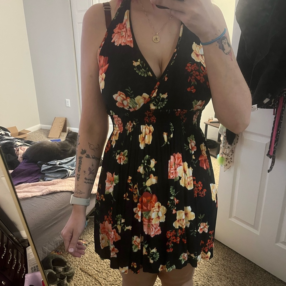 Floral Black Dress